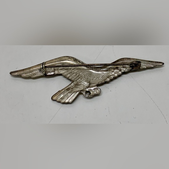 Mid Century Vintage Sterling Silver Bald Eagle Pinback Brooch - Picture 6 of 8